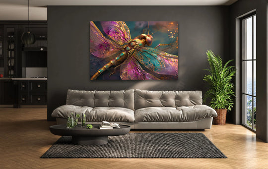A stunning dragonfly glass wall art with vivid colors, perfect for adding elegance to any room as part of your best glass art collection.