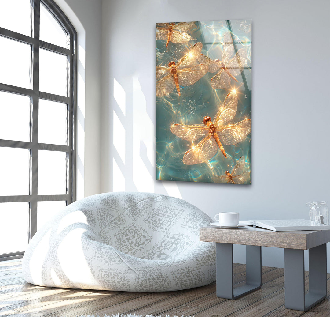 Shiny Dragonflys Glass Wall Art art glass wall art, glass wall art pictures
