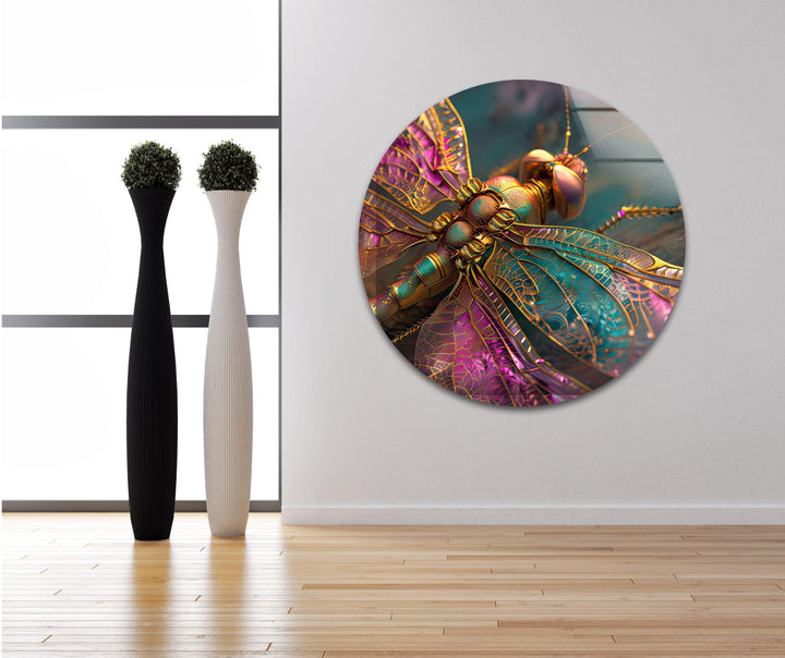 Vivid Pink Dragonfly Glass Wall Art glass image printing, glass prints from photos
