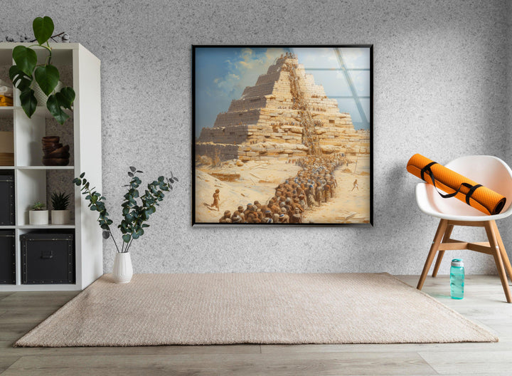 Building of Egyptian Pyramids Glass Wall Art, print picture on glass, Tempered Glass Wall Art