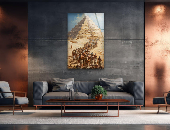 Building of Egyptian Pyramids Glass Wall Art, glass image printing, glass prints from photos