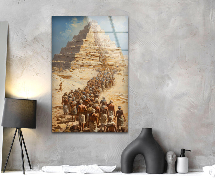 Building of Egyptian Pyramids Glass Wall Art, print on glass, glass printed photos