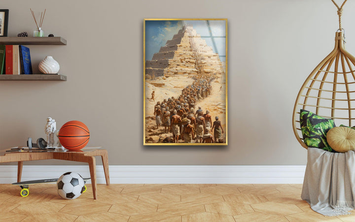 Building of Egyptian Pyramids Glass Wall Art, glass photo prints, glass picture prints