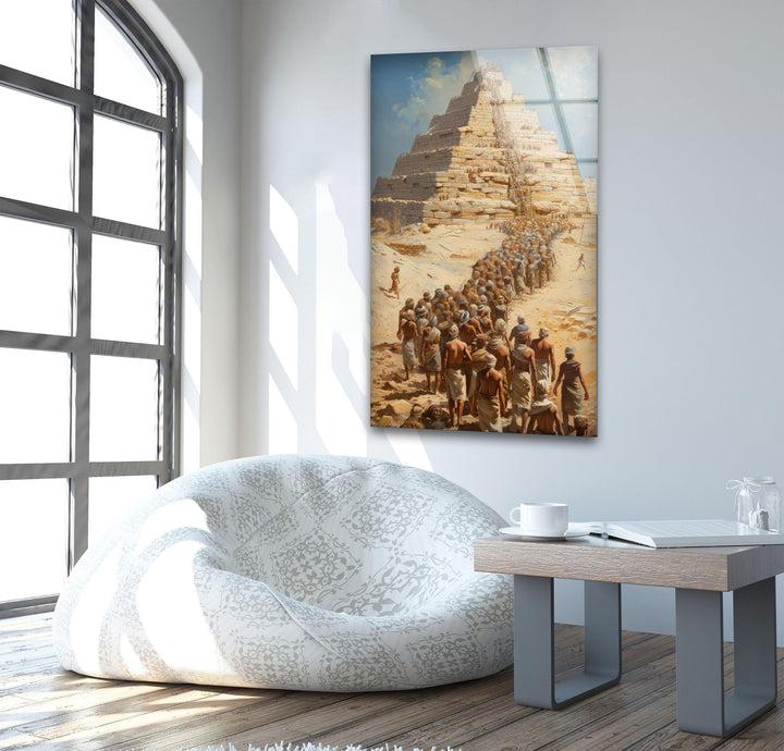 Building of Egyptian Pyramids Glass Wall Art,  glass wall decor, glass wall art decor