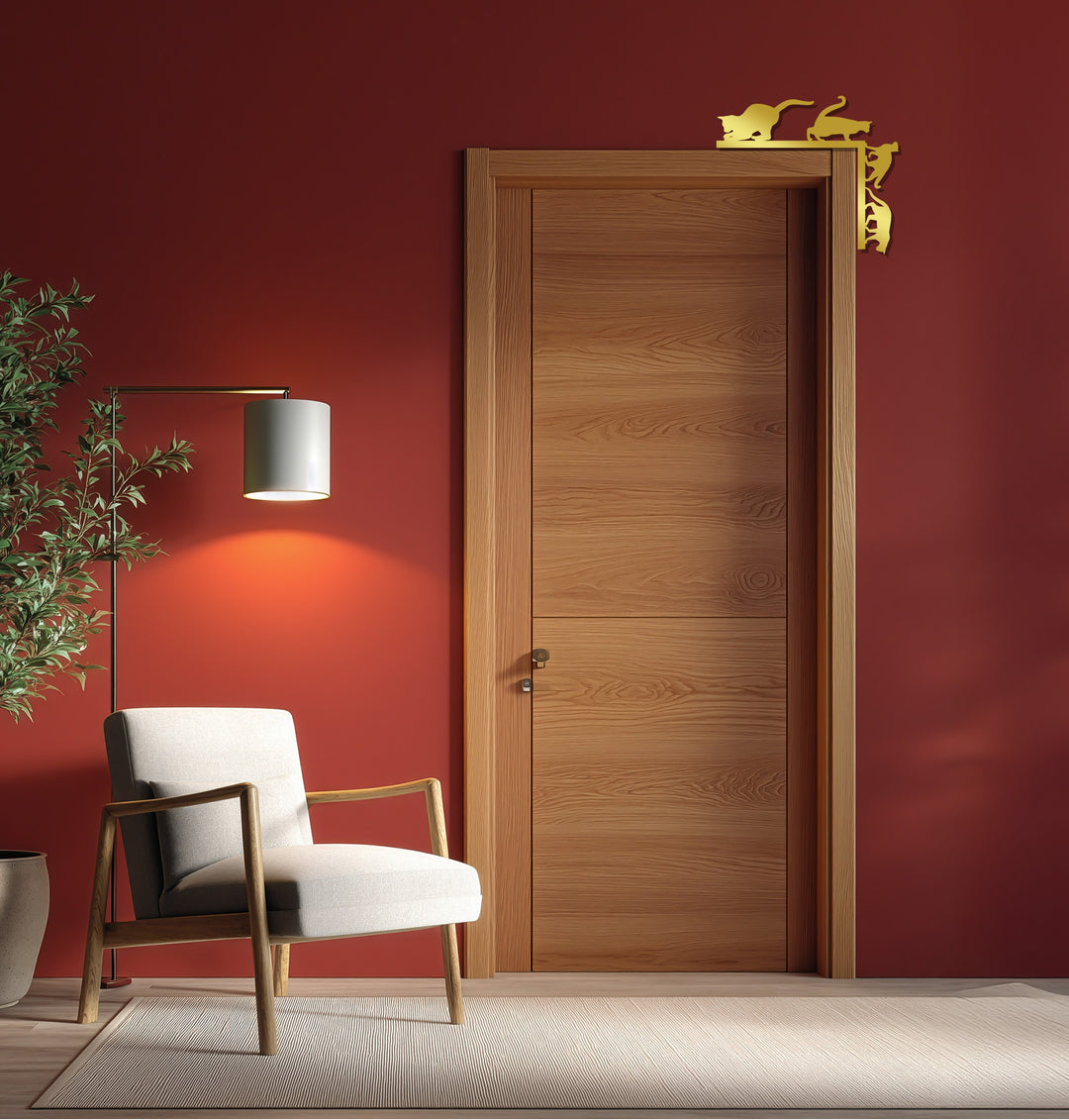 Cat lover wall art metal piece with climbing cats design