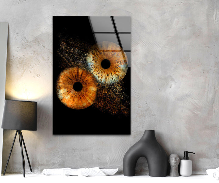 Vivid Brown Eyes Glass Wall Art custom glass pictures, glass art prints
