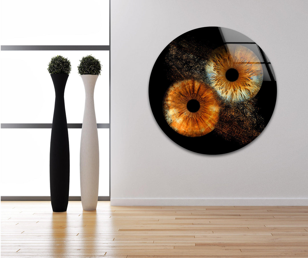 Vivid Brown Eyes Glass Wall Art custom glass photo prints, large glass prints
