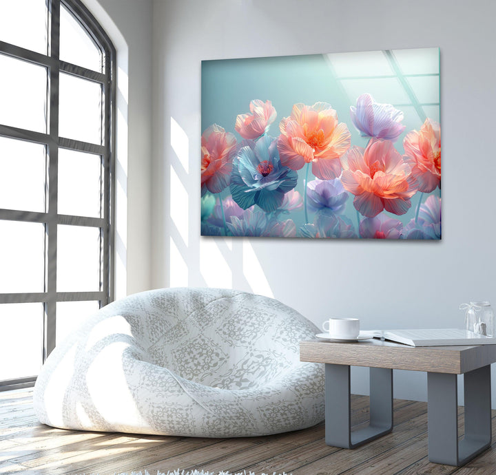 Colorful Pastel Flowers Glass Wall Art, Glass Printing Wall Art, Print photos on glass