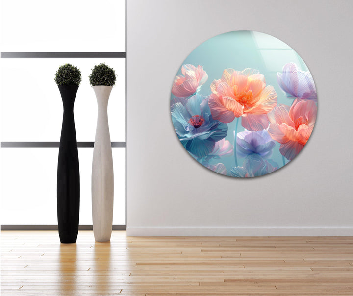Colorful Pastel Flowers Glass Wall Art, art glass wall art, glass wall art pictures