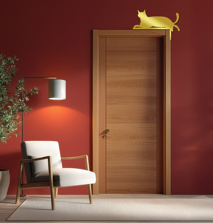 Sleeping cat metal wall art for stylish interior decoration