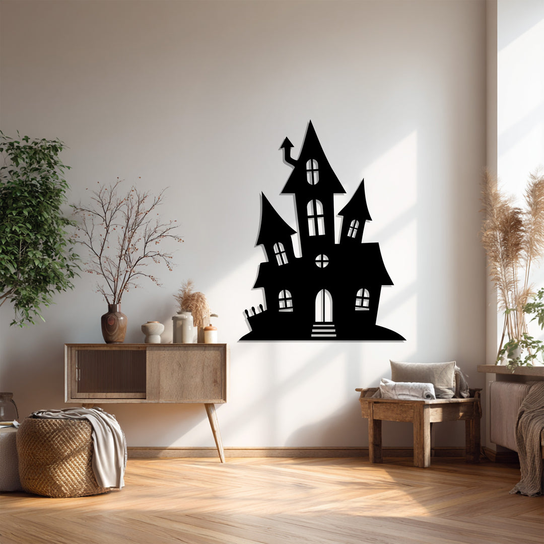 Halloween décor metal haunted house wall hanging