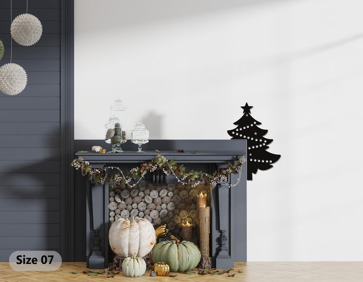 Holiday tree metal wall hanging for Christmas interiors