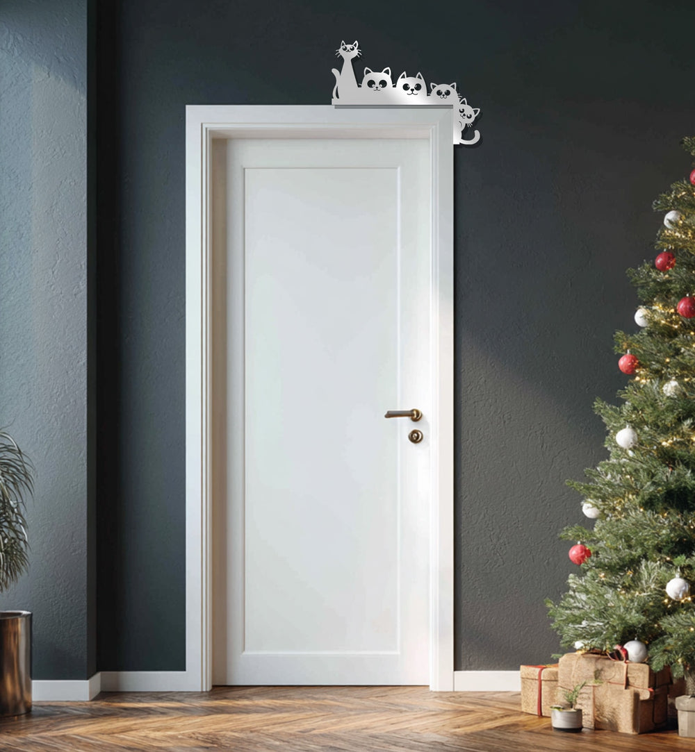 Black cats metal wall décor for shelf or fireplace