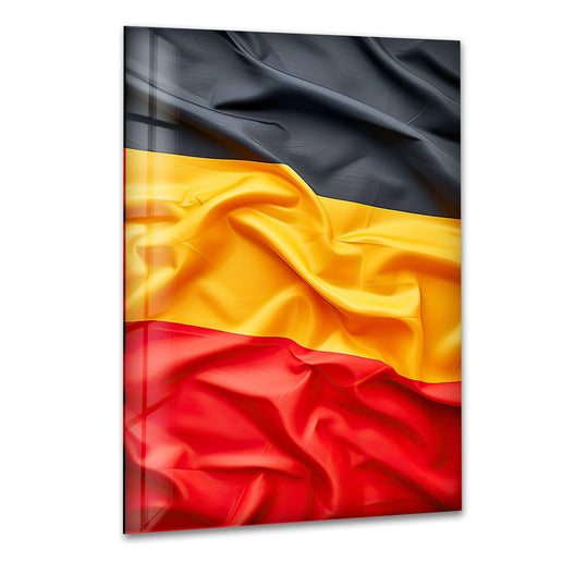 Germany flag glass wall art with a sleek, polished edge and border, perfect for home decoration.