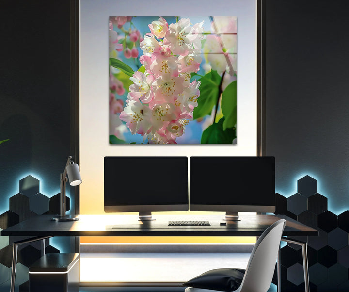 Cherry Blossoms Glass Wall Art, art glass wall art, glass wall art pictures