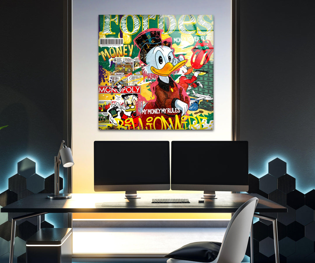 Forbes Billionaire Duck Glass Wall Art photo print on glass, prints on glass wall art
