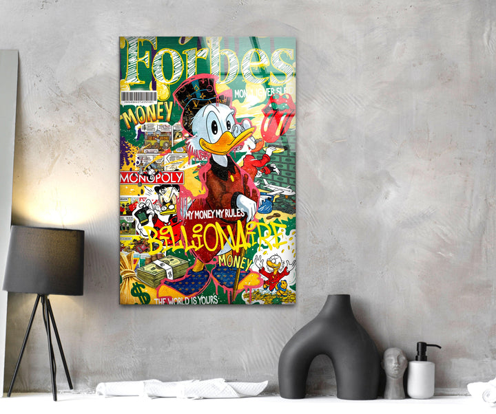 Forbes Billionaire Duck Glass Wall Art picture on glass wall art, photos printed on glass
