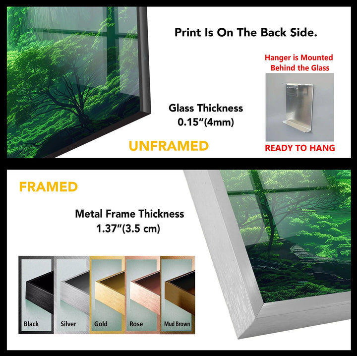 Enchanted Forest Glass Wall Art: A Mystical Green Paradise