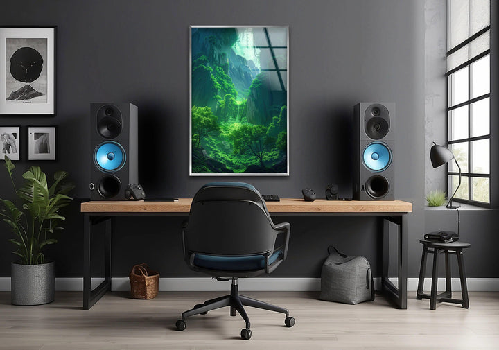 Glass wall art showcasing a breathtaking view of nature’s untouched beauty.
