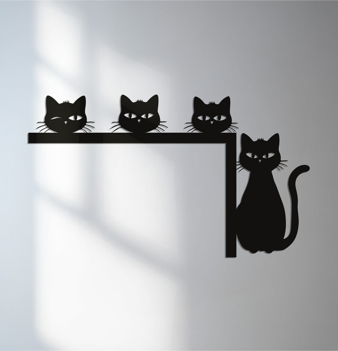 Four cats metal wall art for modern cat lover home décor