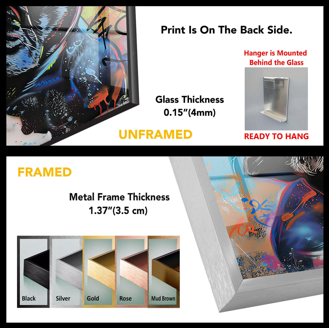 French Bulldog Graffiti Glass Wall Art