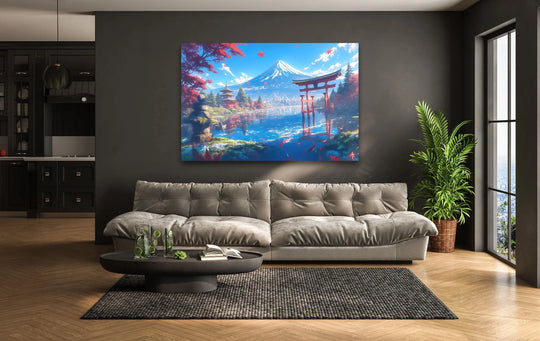 Fuji in Japan With The Pagoda Glass Wall Art glass photo prints, glass picture prints
