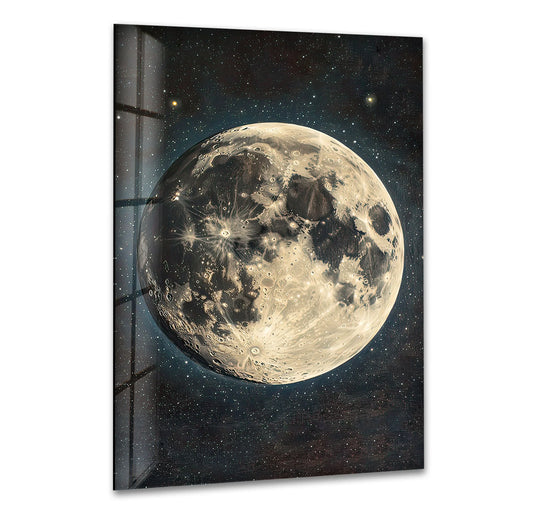 Space Wall Art: Wall Art PrintsFull moon space wall art glossy glass picture and landscape art for wall create a focal point with durable tempered glass image