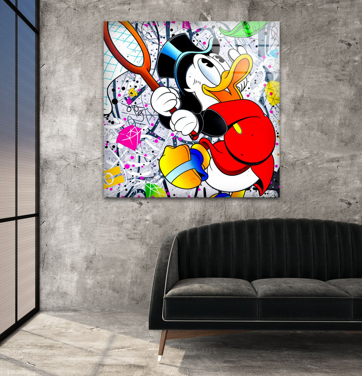 Funny Duck Glass Wall Art photo print on glass, prints on glass wall art
