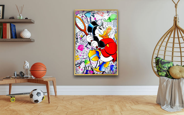 Funny Duck Glass Wall Art picture on glass wall art, photos printed on glass
