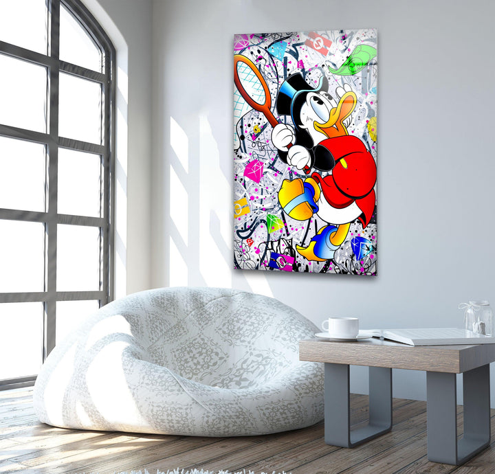 Funny Duck Glass Wall Art print on glass, glass printed photos
