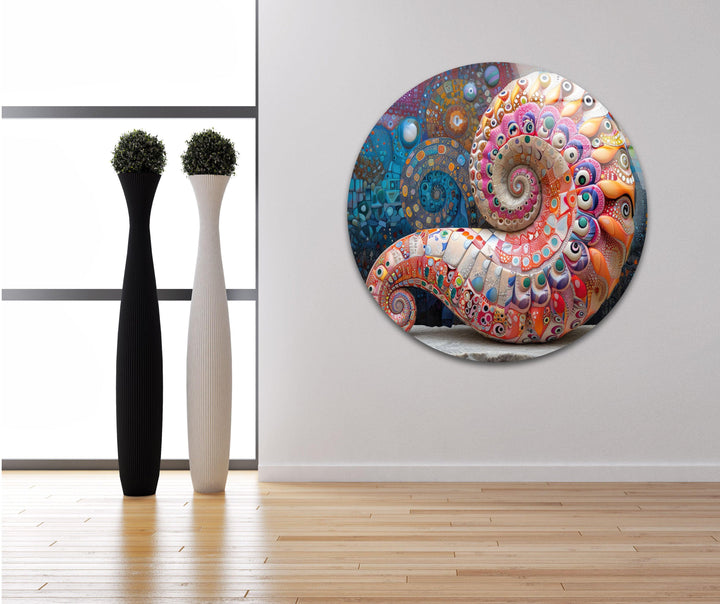 Colorful Snail Shell Glass Wall Art Glass Printing Wall Art, Print photos on glass