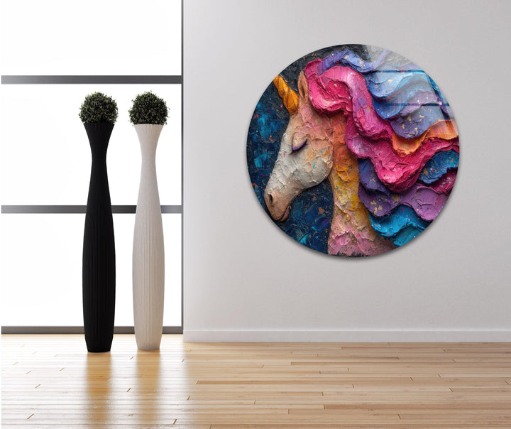 Rainbow Unicorn Glass Wall Art glass pictures for Wall, glass prints wall art