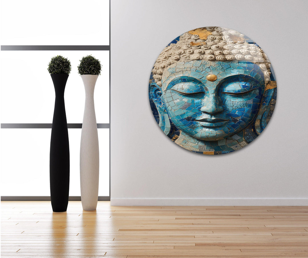 Buddha Mosaic Wall Art on Glass | Unique Glass Photos