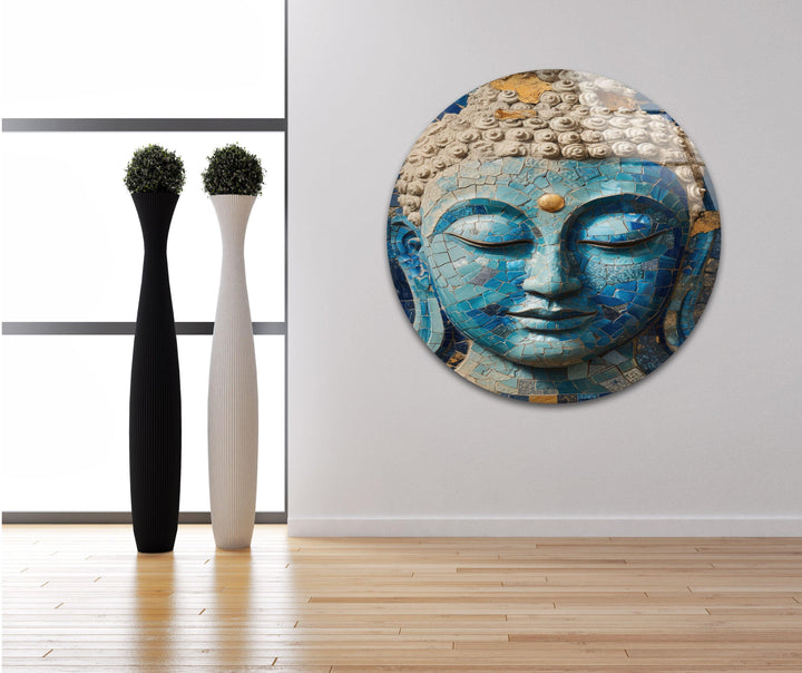 Buddha Mosaic Wall Art on Glass | Unique Glass Photos