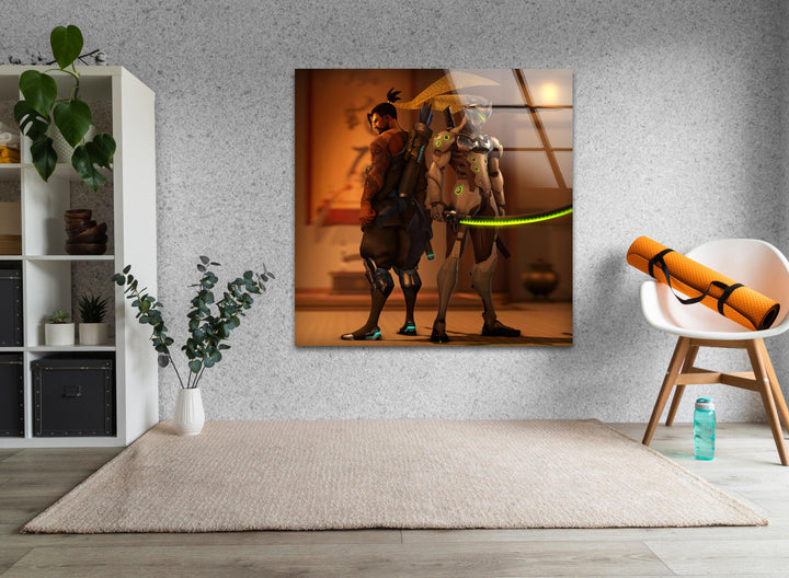 Overwatch Genji x Hanzo Glaswandkunst