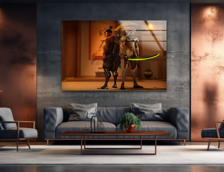 Overwatch Genji x Hanzo Glaswandkunst