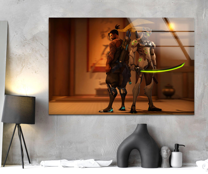 Overwatch Genji x Hanzo Glaswandkunst