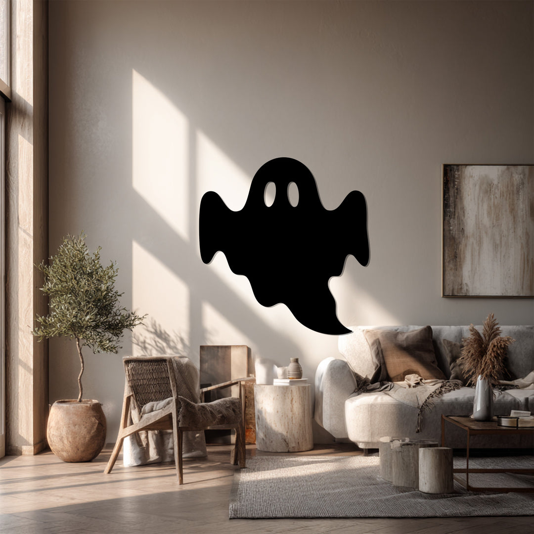 Halloween-themed reflective ghost metal wall decoration