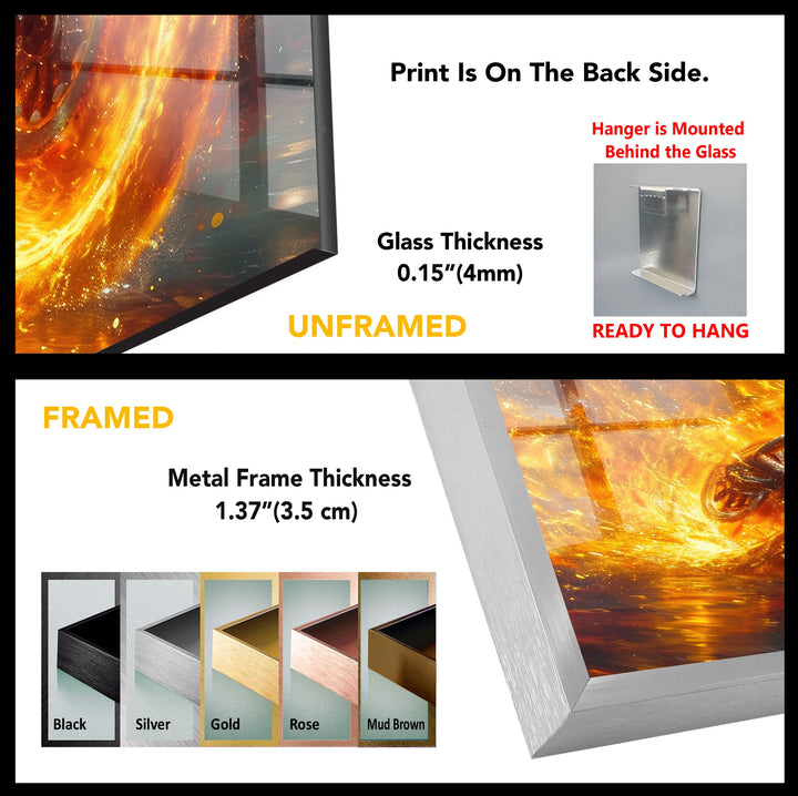 Ghost Rider Riding a Fire Motor Glass Wall Art