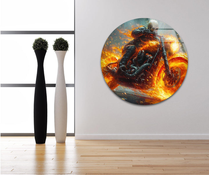 Ghost Rider Riding a Fire Motor Picture on Glass Collections