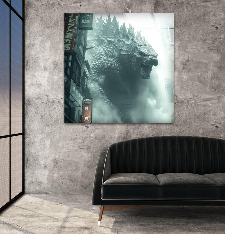 Godzilla Photo on Glass for Home Decor