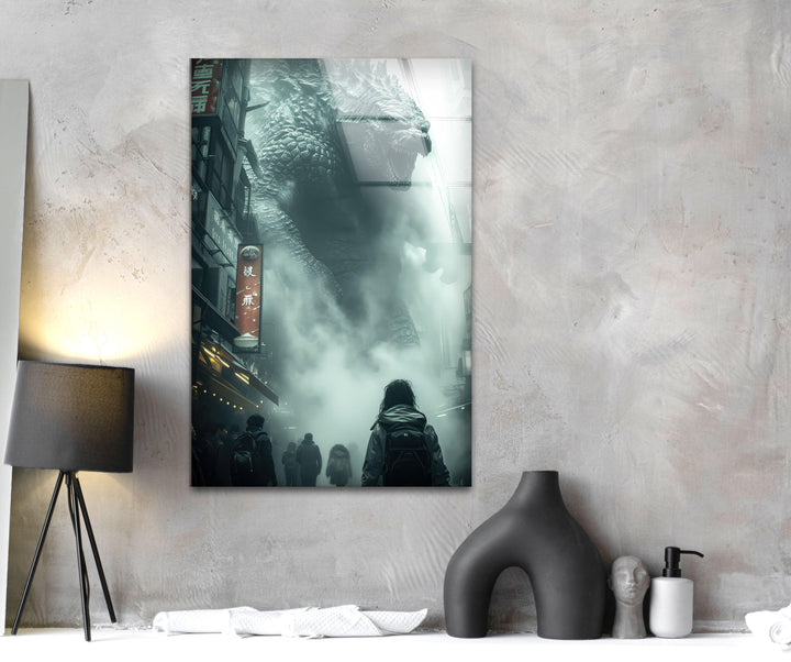 Godzilla Decorative Glass Wall Art | Custom Glass Pictures