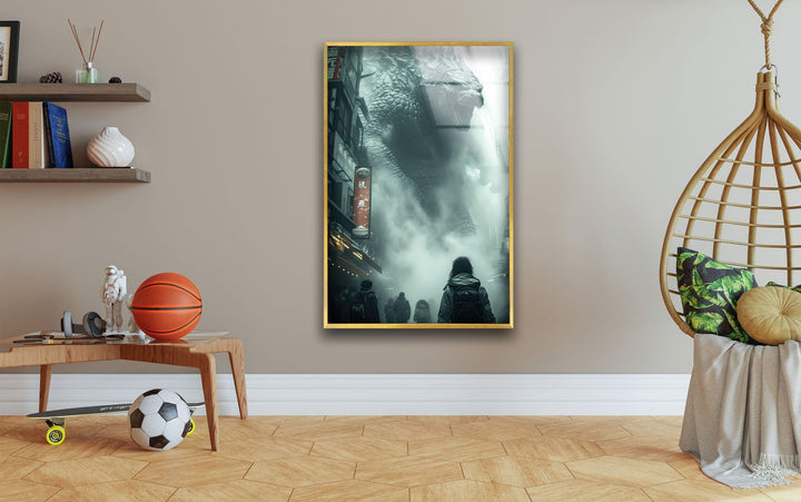 Godzilla Elegant Glass Wall Artwork | Custom Glass Photos