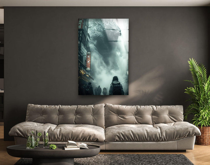 Godzilla Photographs on Glass for Decor