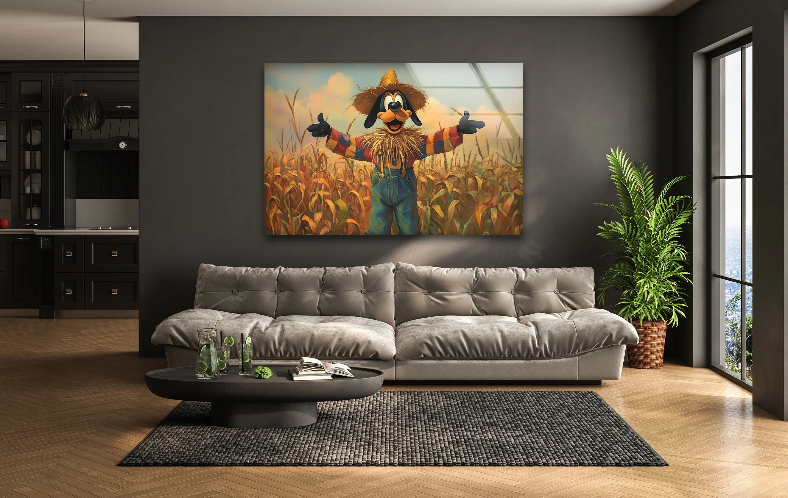 Whimsical Cartoon Scarecrow - Glass Wall Art – MyPhotoStation