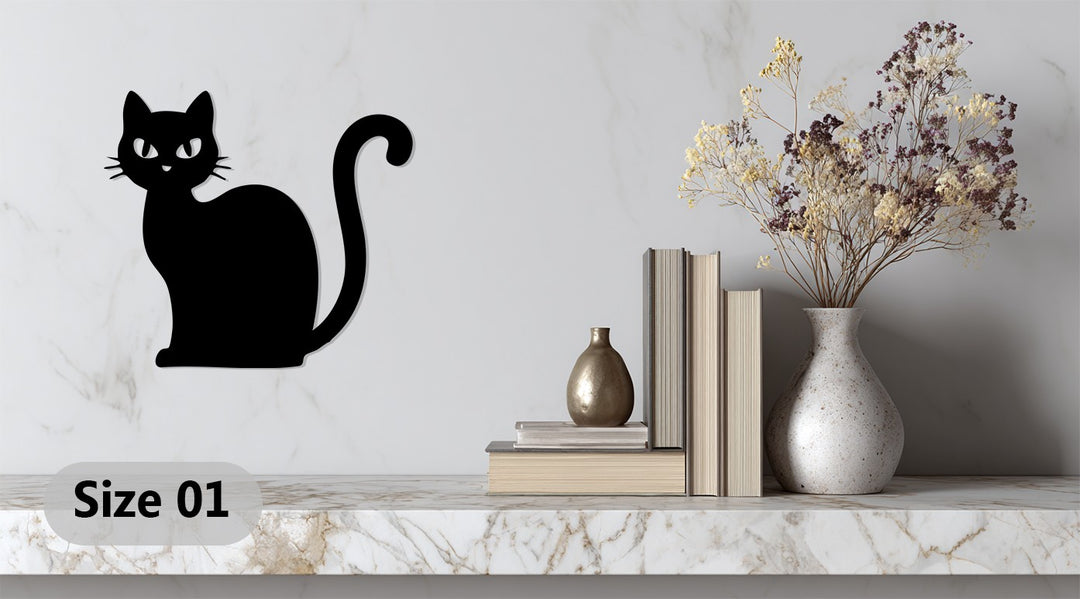 Gothic cat metal wall art for haunted house design