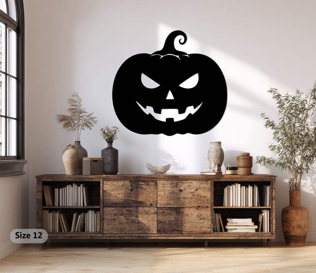 Laser-cut pumpkin silhouette metal wall art décor