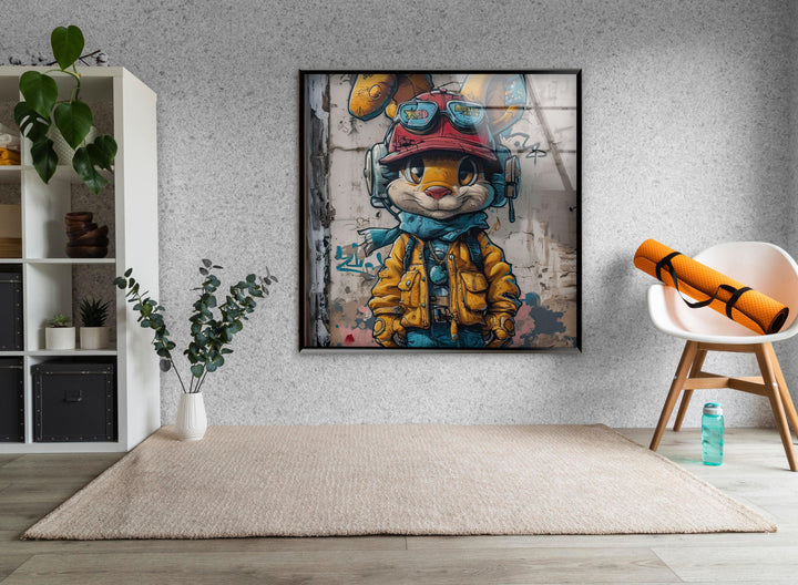 Rabbit Graffiti Glass Wall Art glass photo prints, glass picture prints
 