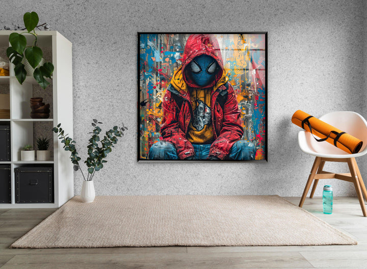 Graffiti Spider Man Glass Wall Art glass image printing, glass prints from photos
