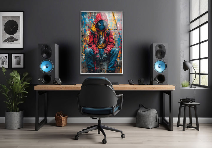 Graffiti Spider Man Glass Wall Art custom glass pictures, glass art prints
